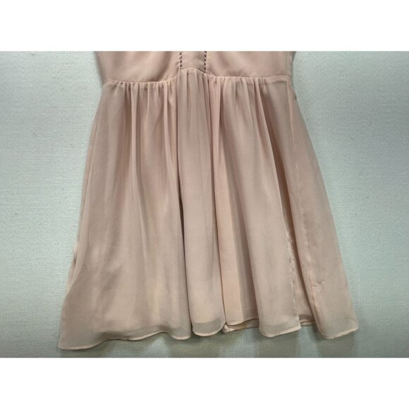 BCBGGeneration Womens Fit & Flare Chiffon Mini Dress Size 10 Pink Strappy Pleat - Picture 6 of 11